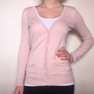 Blush Pink Beaded Cardigan